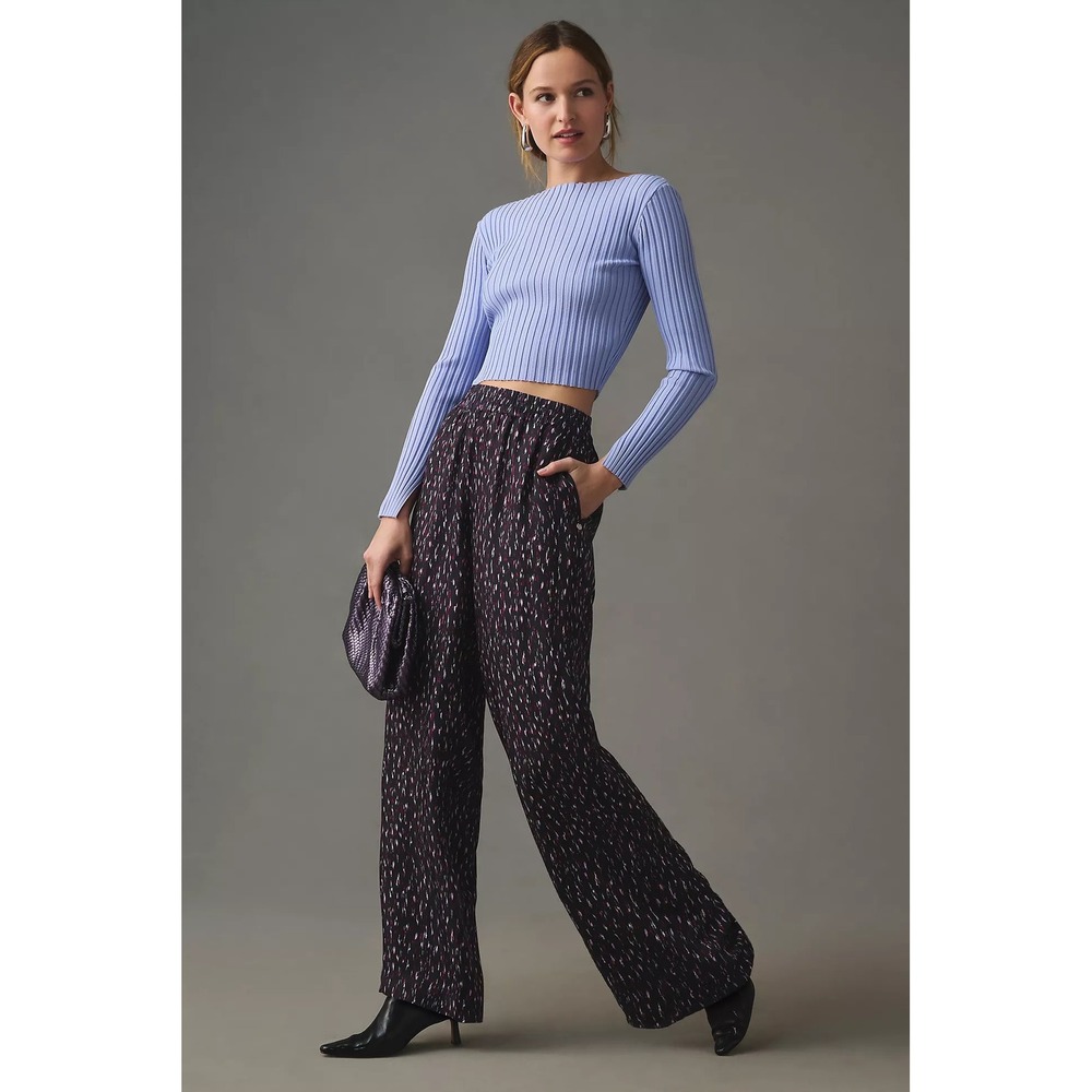 Scotch & Soda Gia Mid Rise Wide‎ Leg Pants Abstract Print XS/30 NEW artsy casual